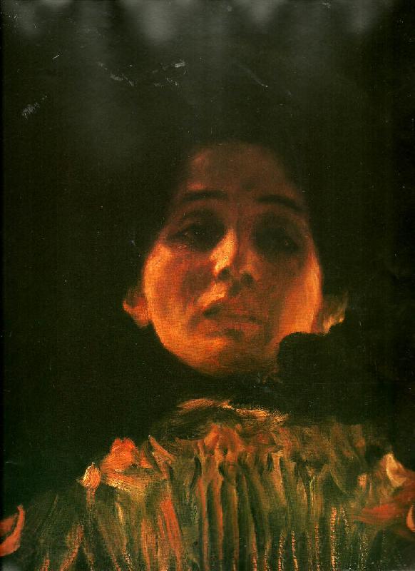 Gustav Klimt en face-portratt av kvinna,